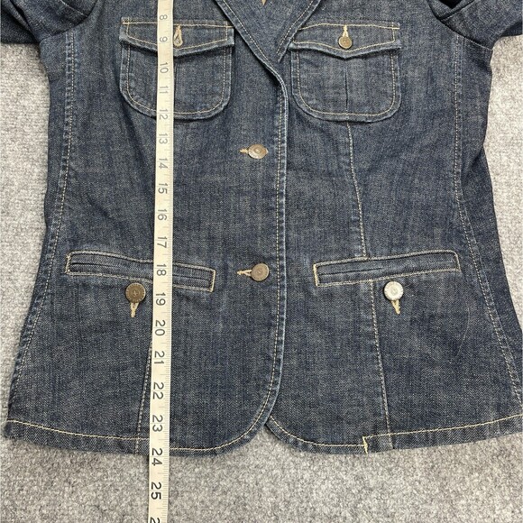 Eddie Bauer Denim Jean Jacket Womens Small Blazer Style 4 Pocket Stretch Denim - Picture 6 of 7